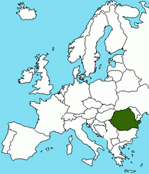 map of Europe highlighting Romania